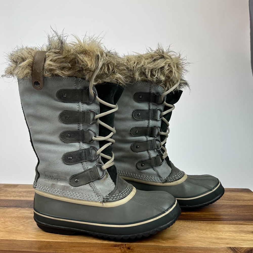 Womens Sorel Joan Of‎ Arctic Blue Leather Waterproof Winter Snow Boot Size 7 M